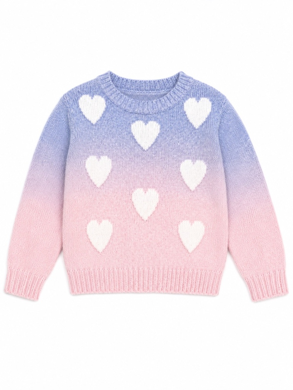 New - Zunie Pastel Ombre Heart Knit Sweater